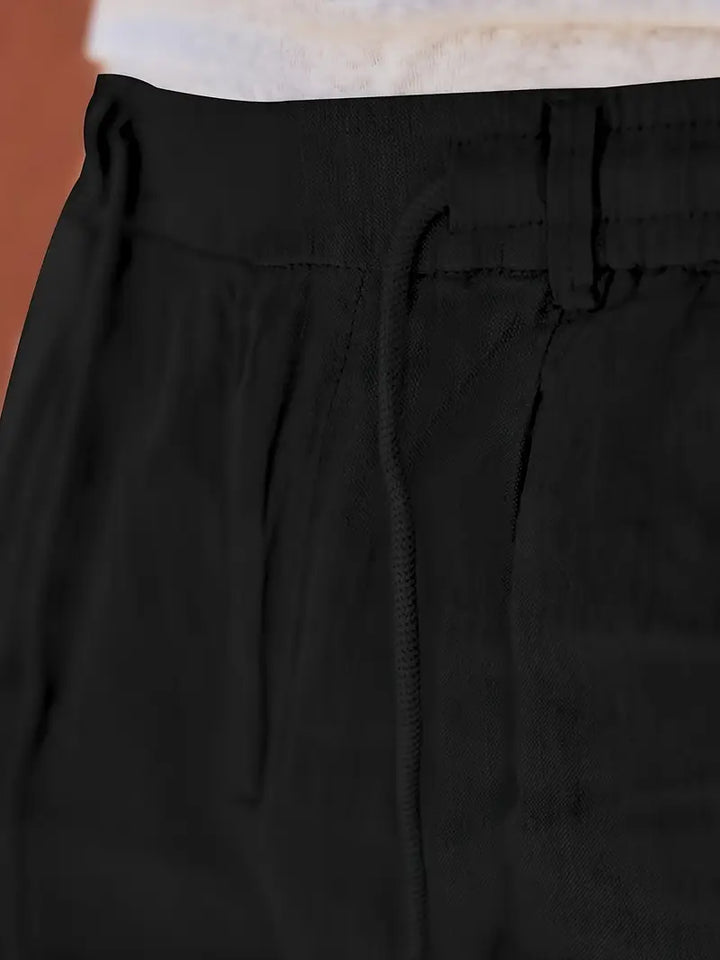 Herren Weit Geschnittene Leinenhose – Freizeit Sommerhose Mit Kordelzug