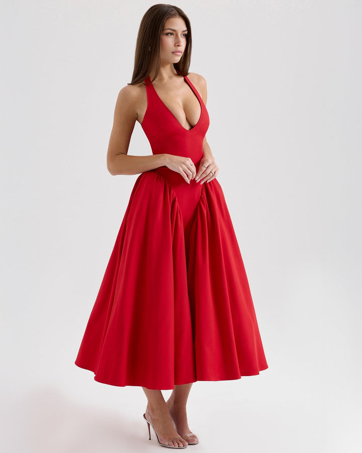 Ärmelloses, elegantes, figurbetontes Tüllkleid im Korsett-Stil mit V-Ausschnitt