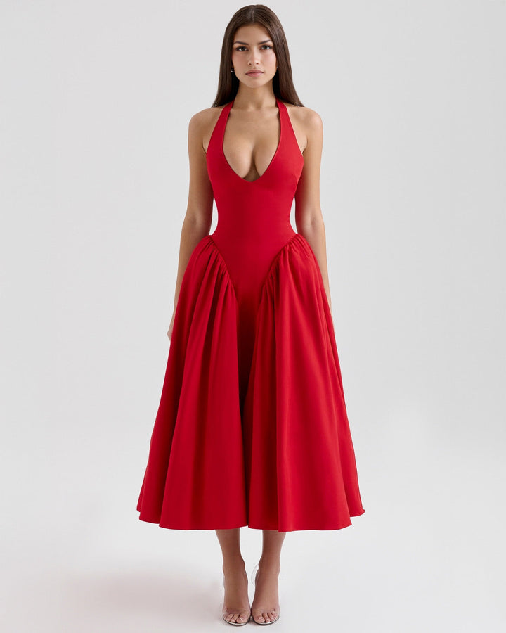 Ärmelloses, elegantes, figurbetontes Tüllkleid im Korsett-Stil mit V-Ausschnitt