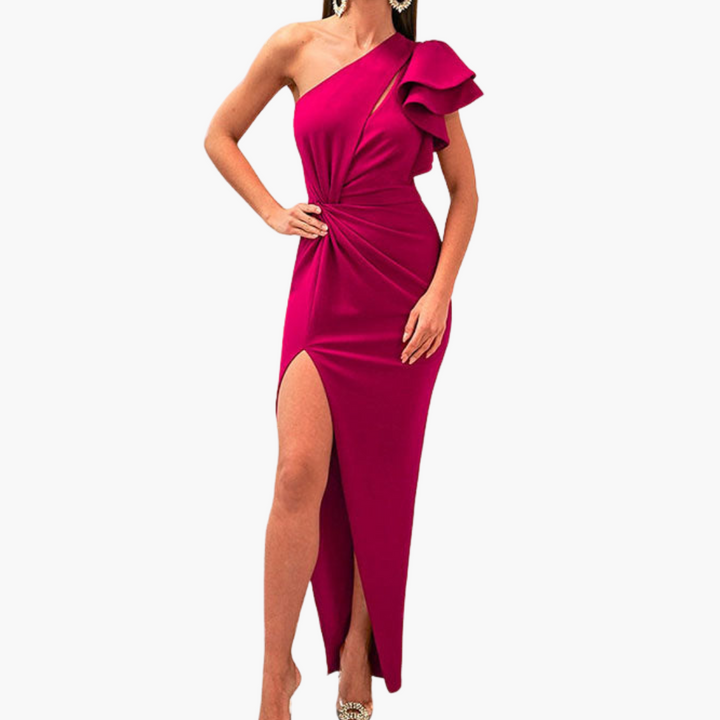 Abendkleid mit Schlitz und einer Schulter Damen