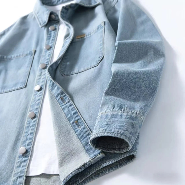 Herren Vintage-Stil Lockerer Denim Overshirt – Klassische Legere Lagenjacke