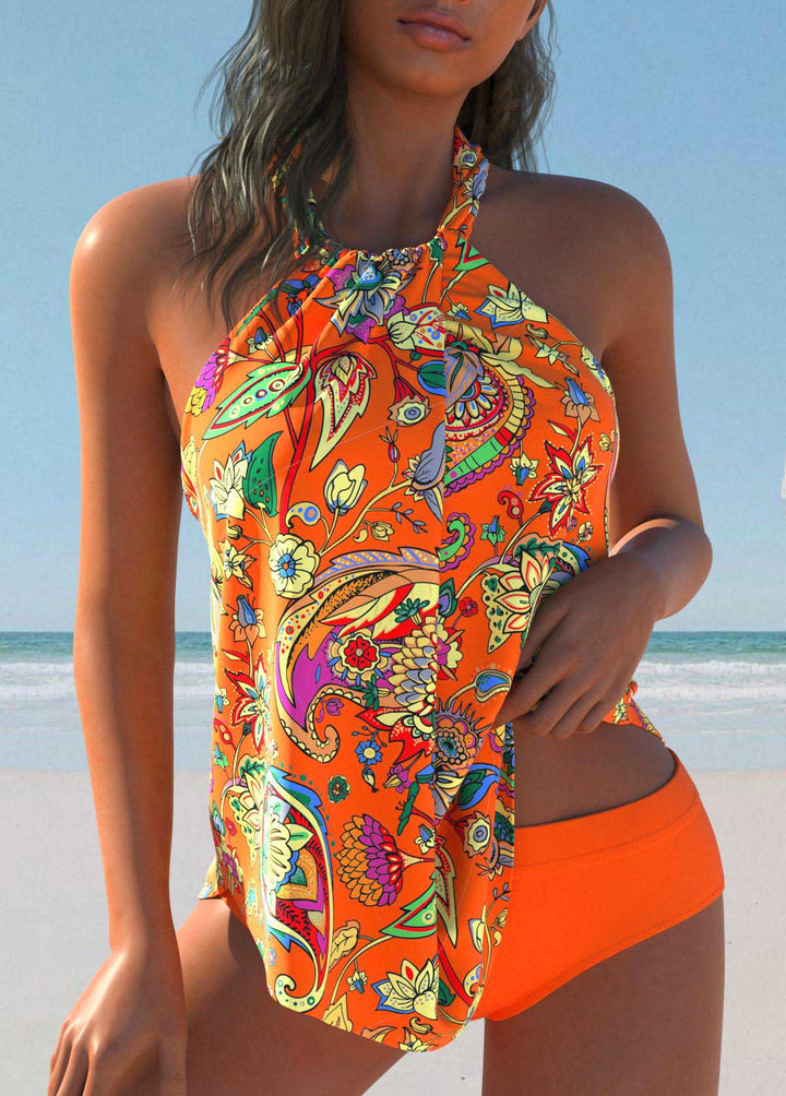 Damen Halterneck Buntes Badaenzug Set