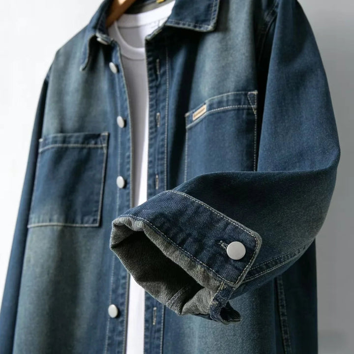 Herren Vintage-Stil Lockerer Denim Overshirt – Klassische Legere Lagenjacke