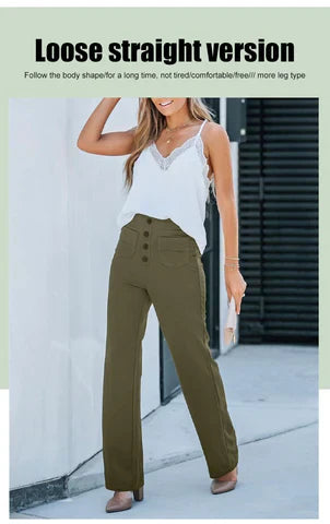Damen Stretchhose Mit Hohem Bund