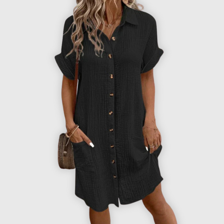 Damen Hemdkleid Mit Knopfleiste In Midilänge