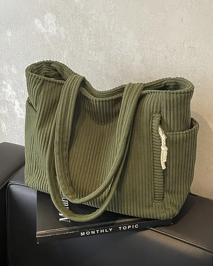 Damen Gerippte Tragetasche Mit Kordelzug