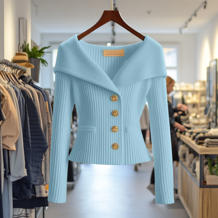 Damen Strickjacke Mit Breitem Kragen