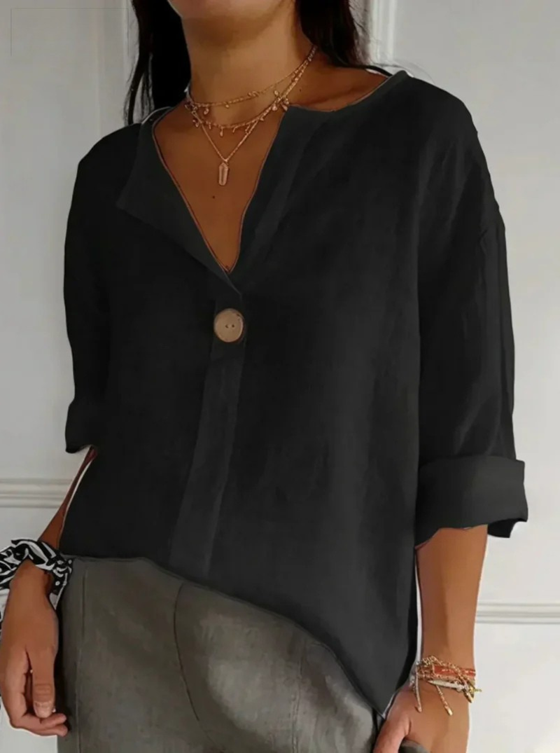 Damen V Ausschnitt Langarm Bluse