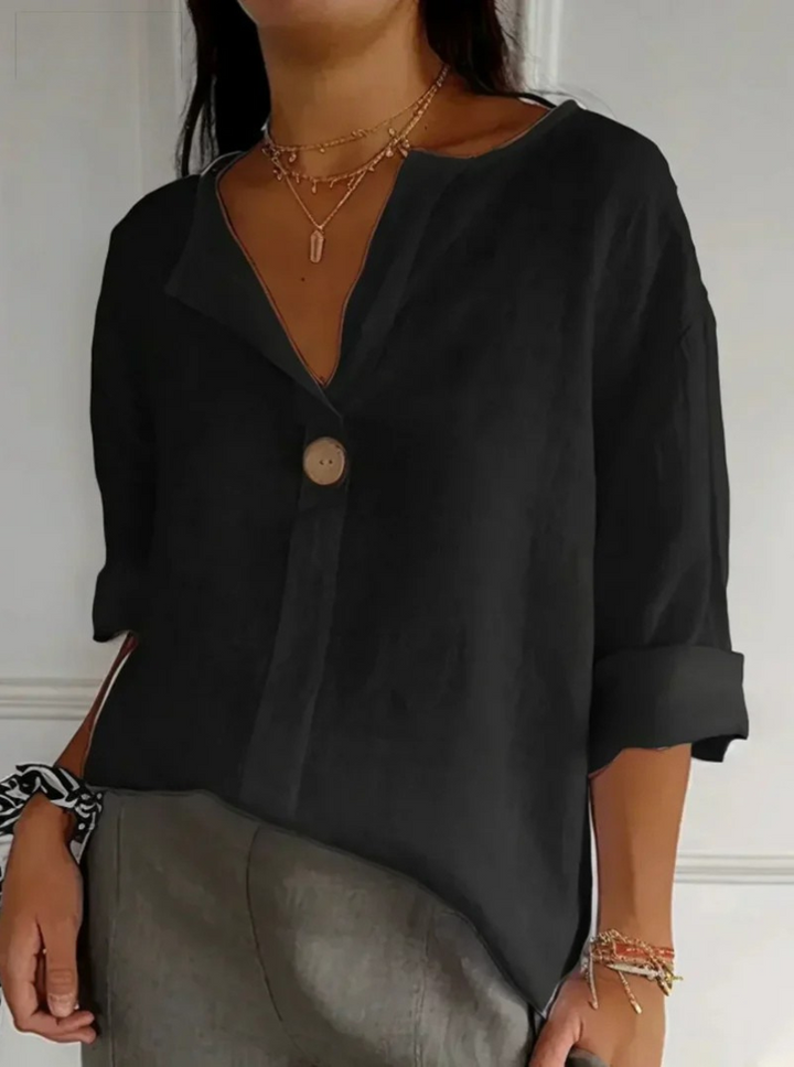 Damen V Ausschnitt Langarm Bluse