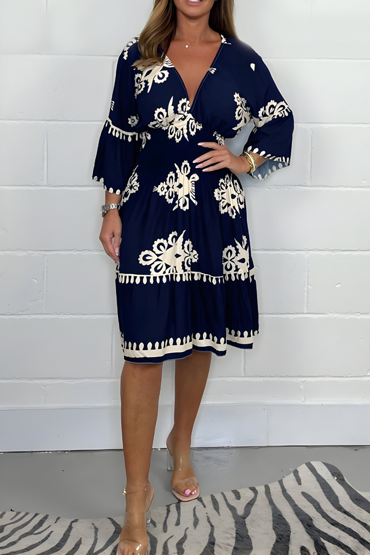 Damen Sommerkleid Im Boho Stil Mit Langarm