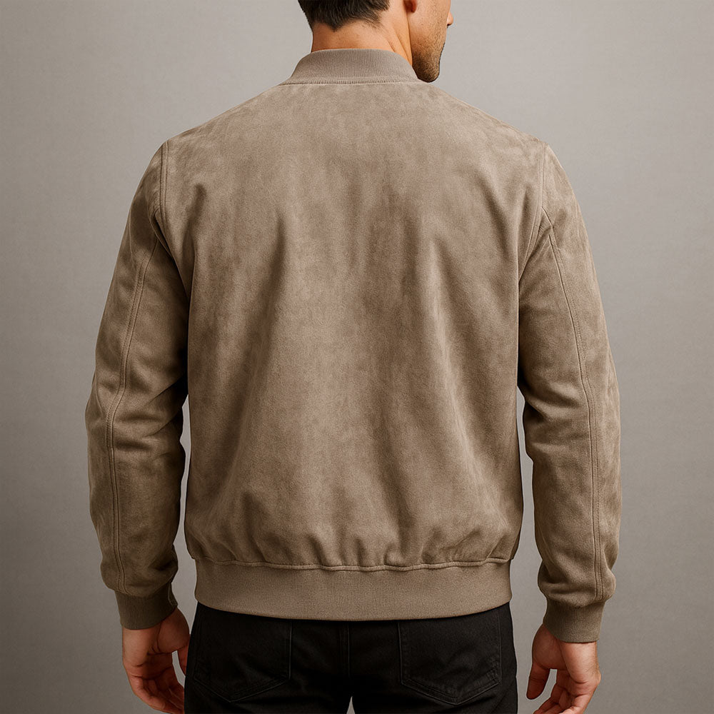 Herren Wildleder Zip-Up Langarmjacke – Casual Slim Fit Jacke
