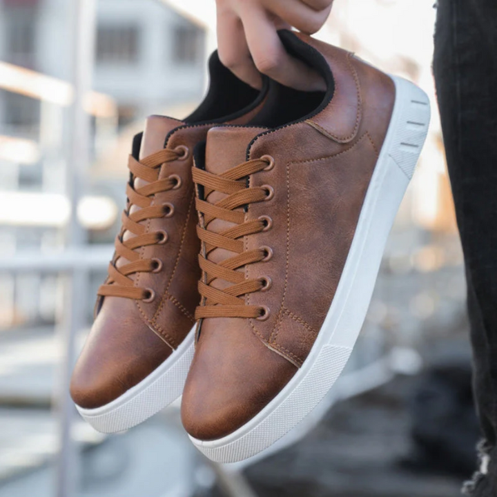 Herren Schnürbare Kunstleder Sneaker – Bequeme Freizeitschuhe