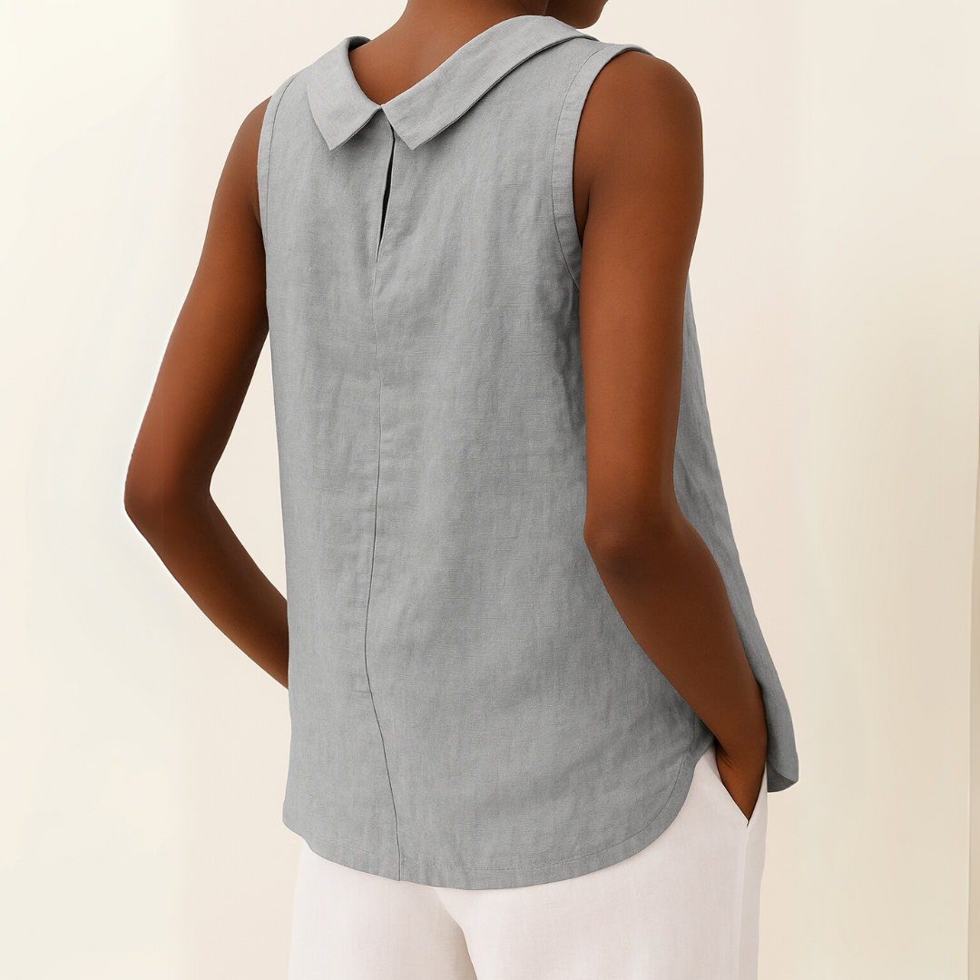 Damen Ärmelloses Leichtes Leinen Top