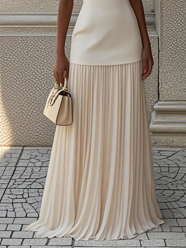 Ärmelloses Maxikleid für Damen mit fließenden Falten – Elegantes Brautjungfernkleid
