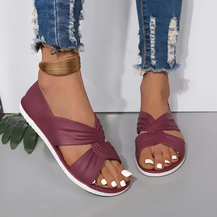 Damen Leder Sandalen Mit Gummisohle
