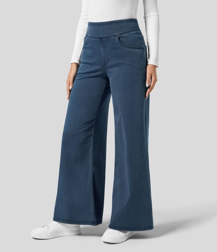 Damenhose mit hoher Taille und weitem Bein
