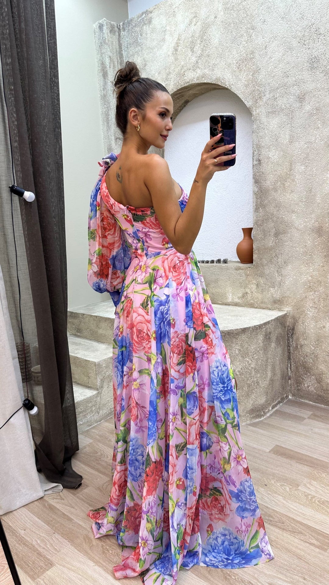 Damen Florales Schulterfreies Sommerkleid - Eleganter Fließender Event Kleid