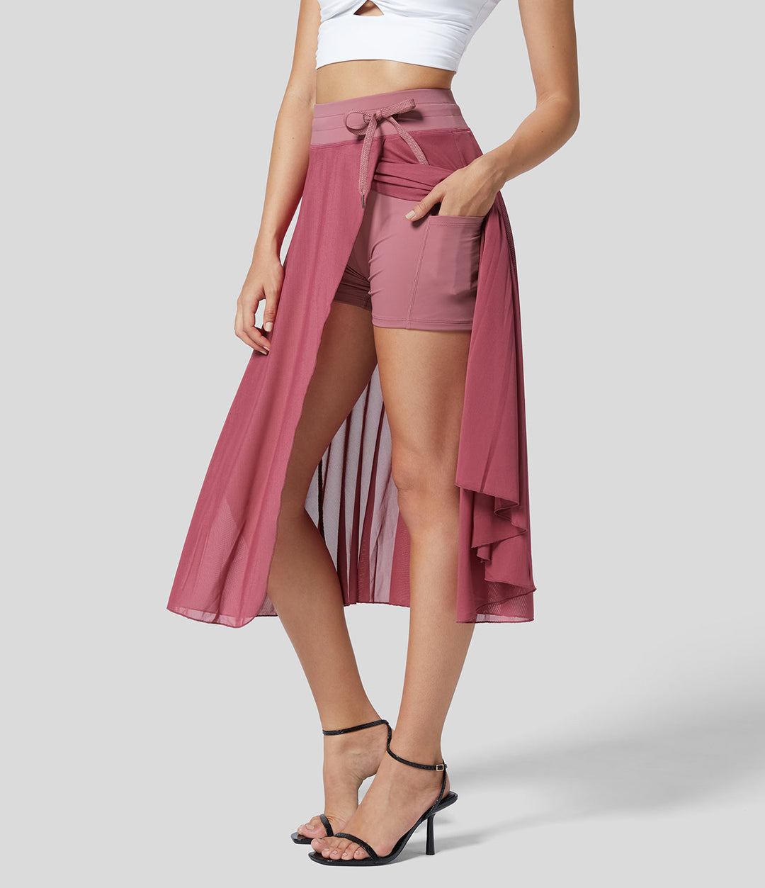 Damen Chiffonrock Mit Hohem Bund