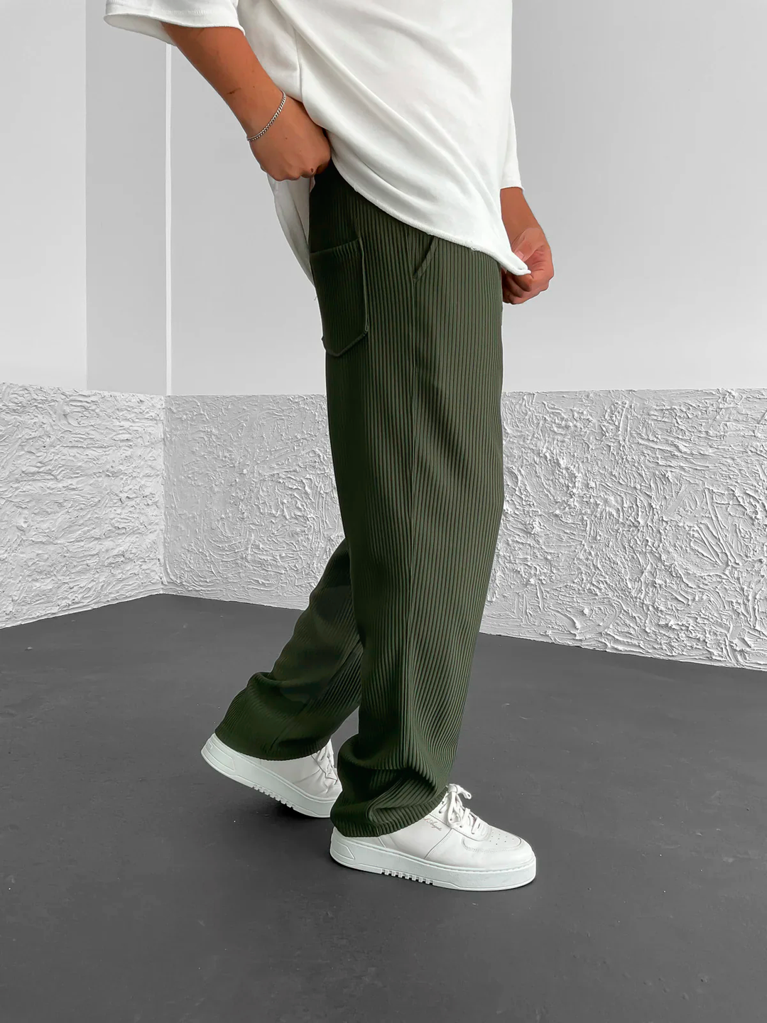 Gerippte Relaxed-Fit-Hose