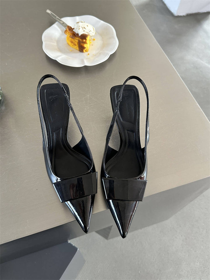 Damen Sandalen Mit Quadratischer Schnalle Spitze Stiletto Mittelhoch – Elegante Absätze