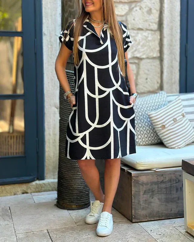 Damen Midikleid Mit Kurzen Ärmeln