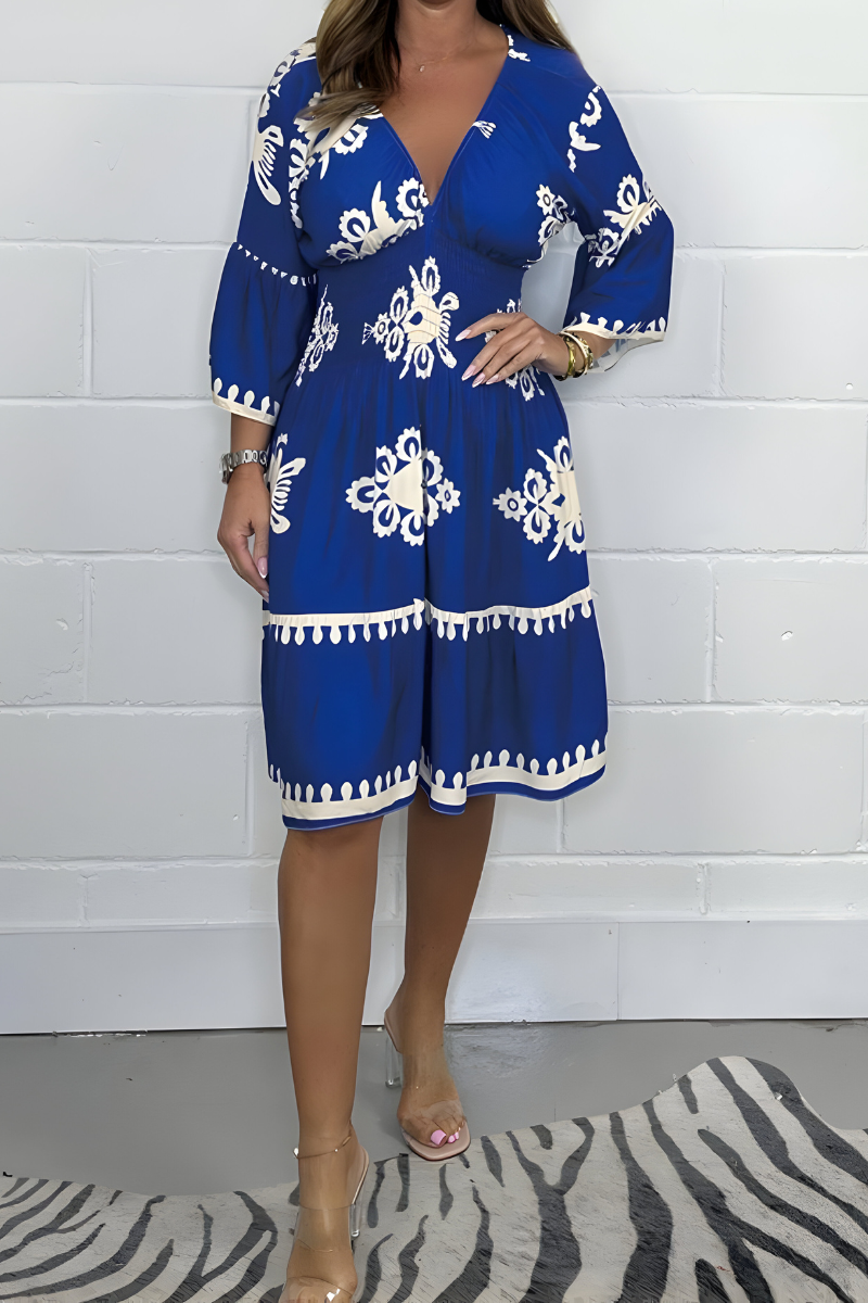 Damen Sommerkleid Im Boho Stil Mit Langarm