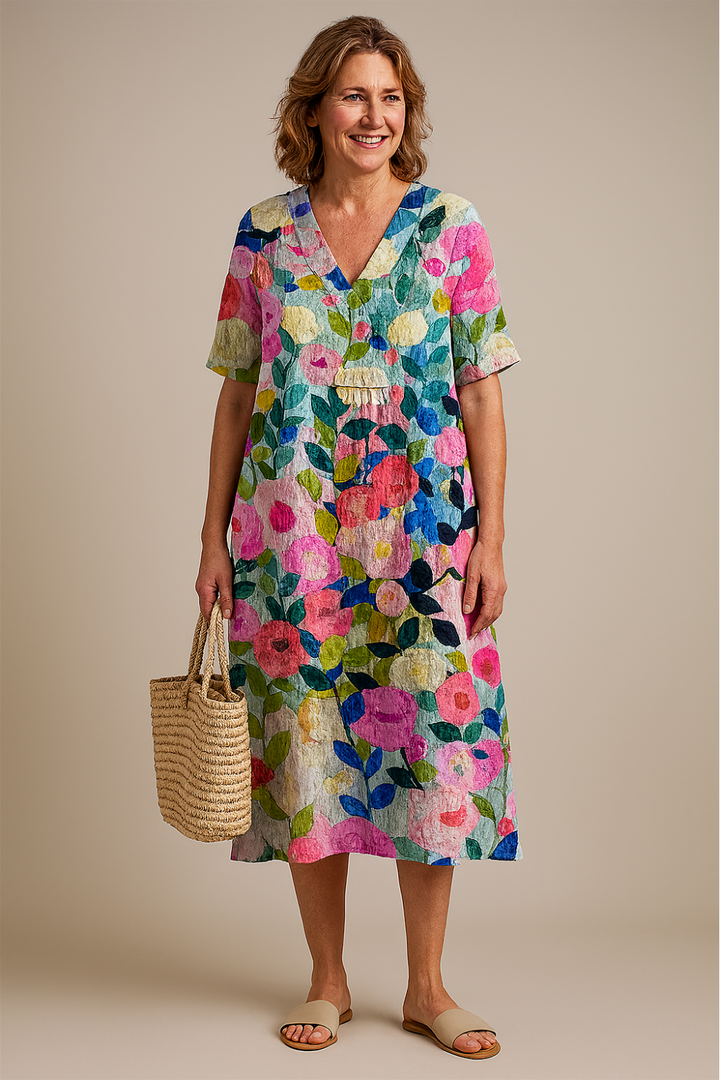 Olivia | Langes bedrucktes Kleid