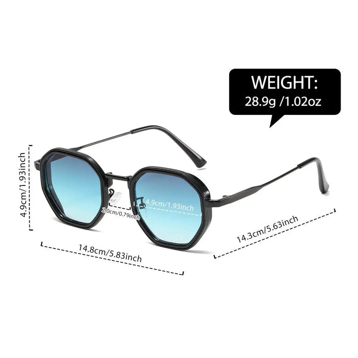 Vintage Stil Polygonale Metall Sonnenbrille Mit Braunen Gläsern – Retro