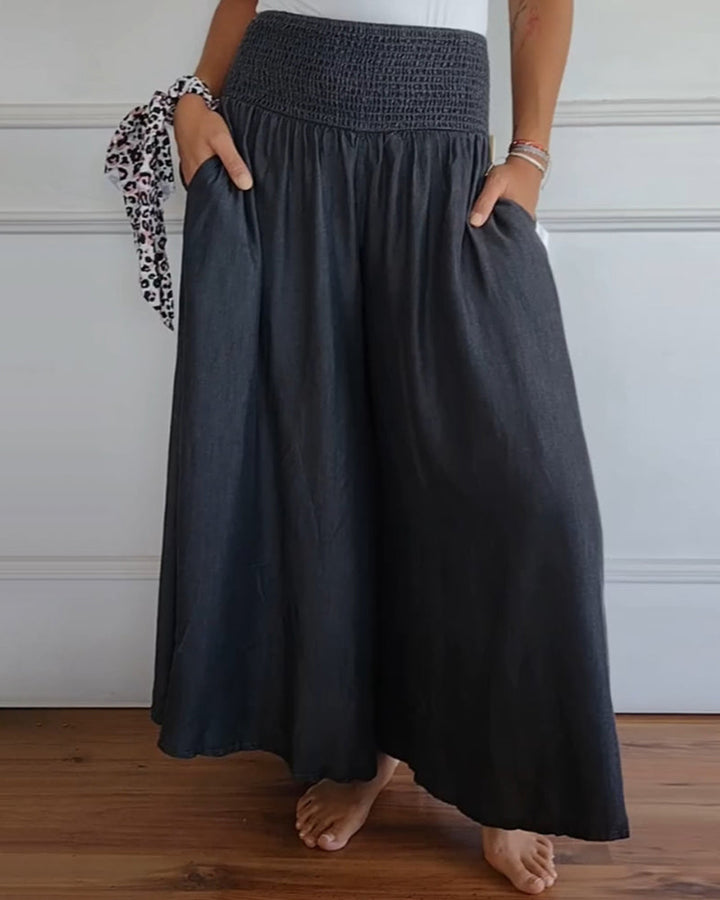 Damen Hochgeschnittene Weite Hosen