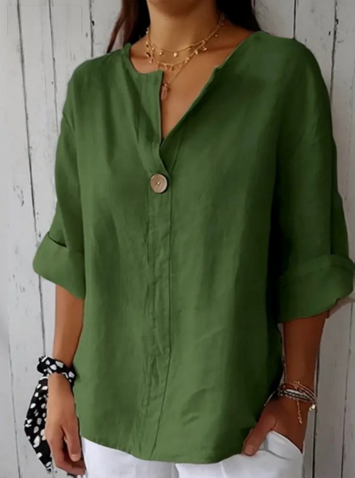 Damen V Ausschnitt Langarm Bluse