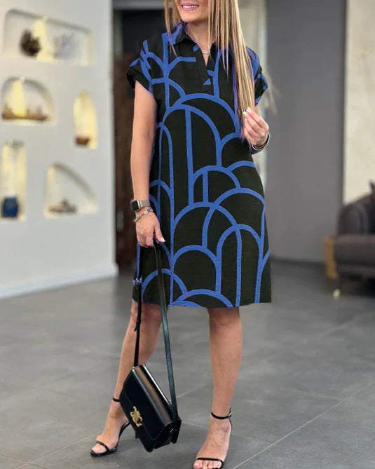 Damen Midikleid Mit Kurzen Ärmeln
