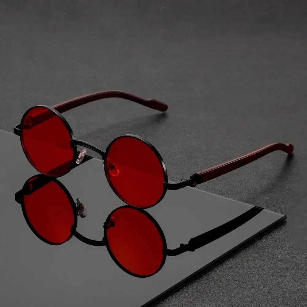 Retro Stil Runde Metallrahmen Sonnenbrille Mit Dunklen Gläsern