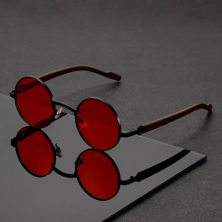 Retro Stil Runde Metallrahmen Sonnenbrille Mit Dunklen Gläsern