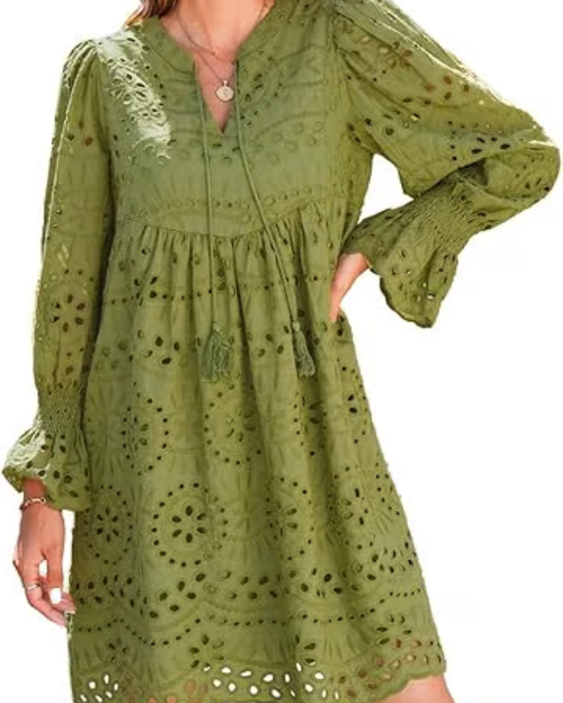 Damen Kleid Mit Spitze Und Schwung