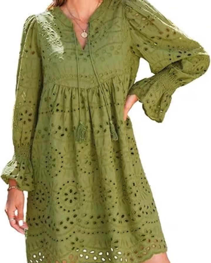 Damen Kleid Mit Spitze Und Schwung