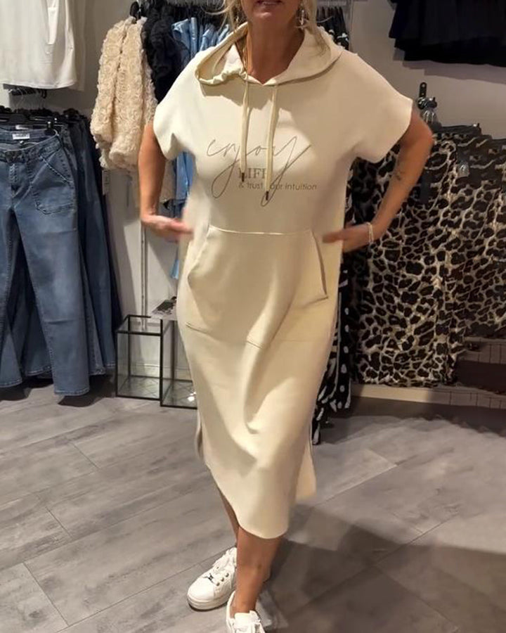 Damen Midikleid Mit Kapuze