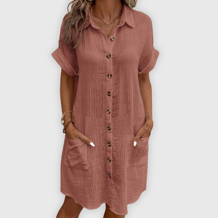 Damen Hemdkleid Mit Knopfleiste In Midilänge
