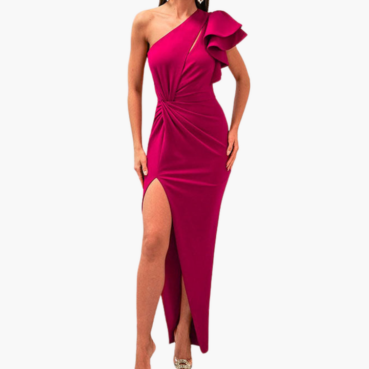 Abendkleid mit Schlitz und einer Schulter Damen