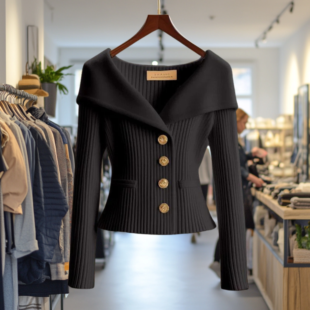 Damen Strickjacke Mit Breitem Kragen