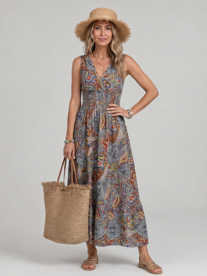 Marisela | Ärmelloses Midikleid mit Paisley-Print