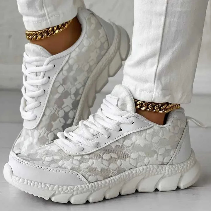 Damen Orthopädische Weiße Mesh Sneaker – Atmungsaktive Fußgewölbe Unterstützung