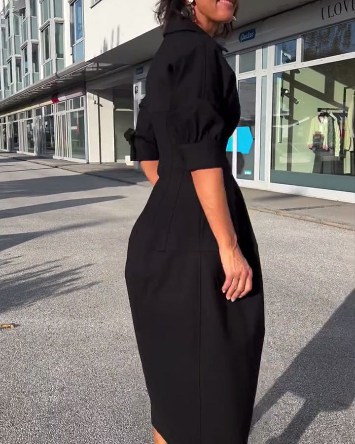 Damen V Ausschnitt Lang Freizeitkleid