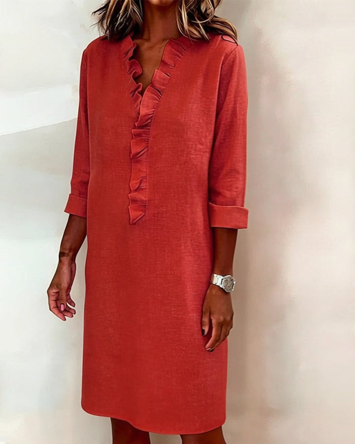 Dorelle Leinen-Volantkleid