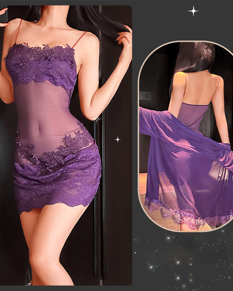 Damen Elegantes Spitzen-Nachtwäsche-Set – Luxuriöses Schlafensemble