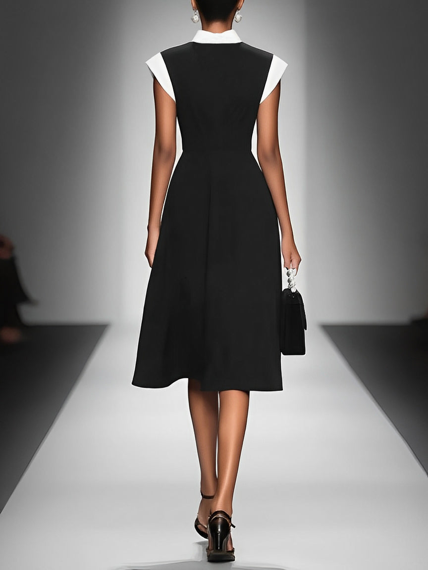 Colorblock-Midikleid mit Karree-Ausschnitt