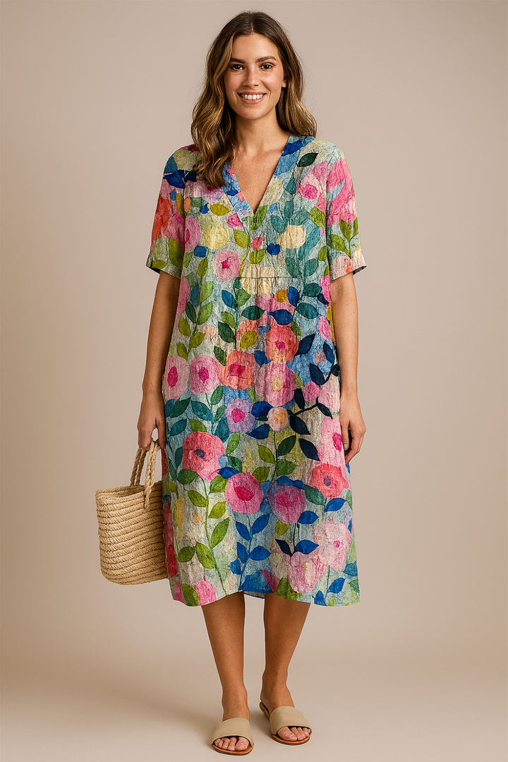 Olivia | Langes bedrucktes Kleid