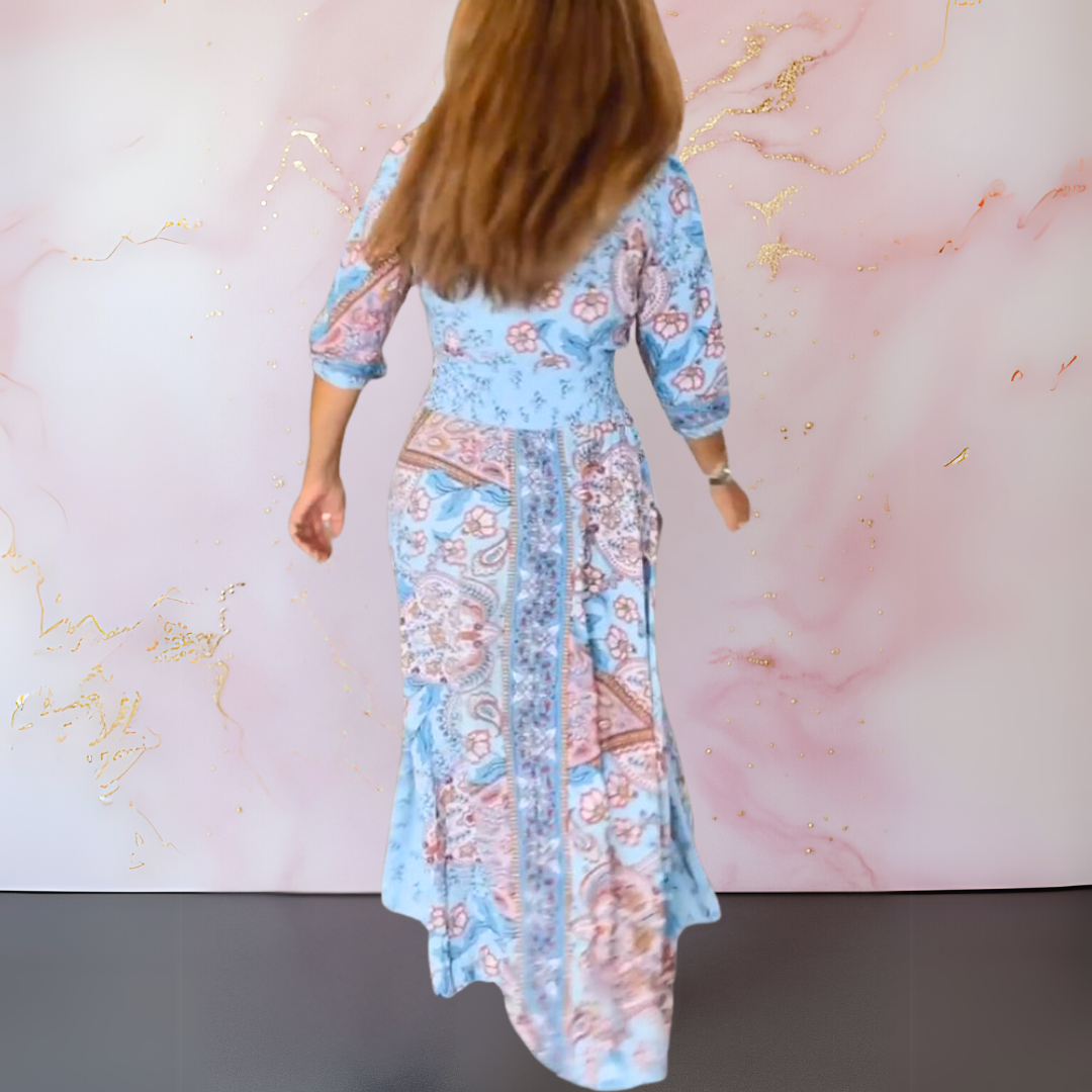 Damen Maxikleid Mit V Ausschnitt Im Boho