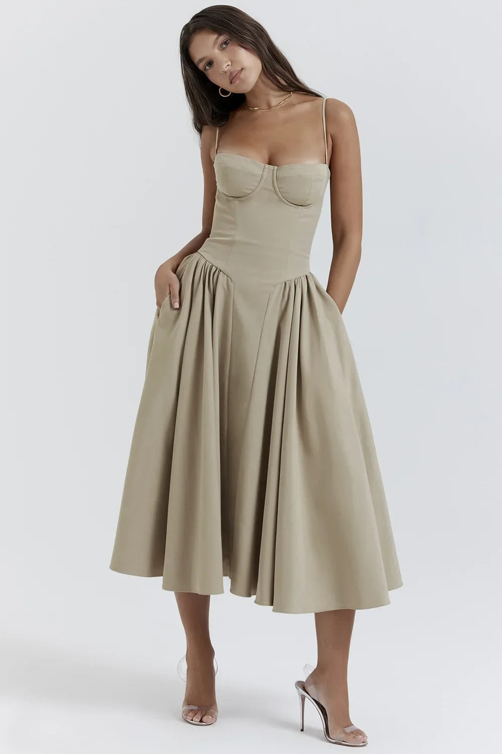 Damen Ärmelloses Korsettkleid
