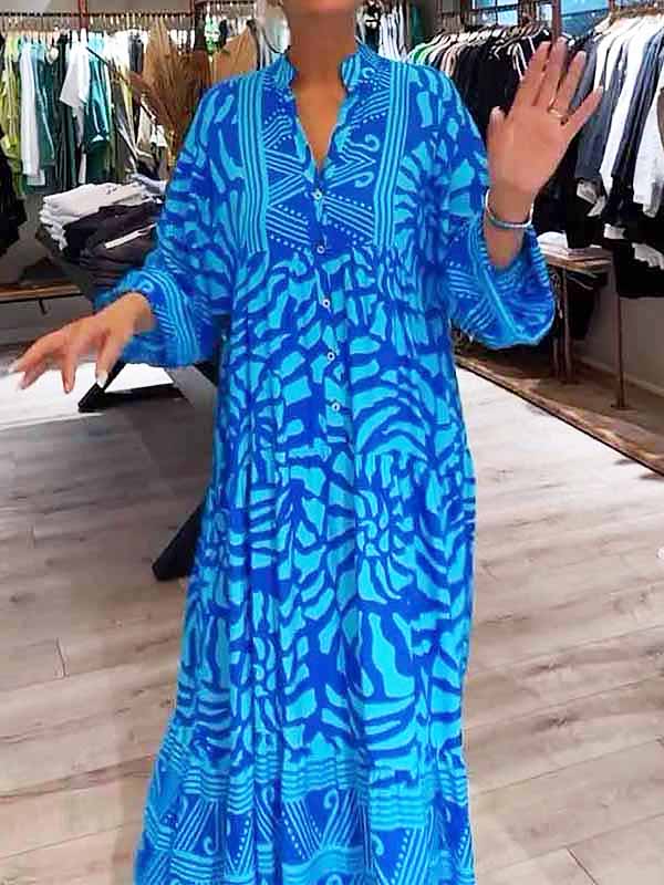 Damen Boho Maxikleid Mit V Ausschnitt