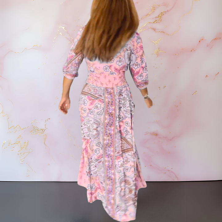 Damen Maxikleid Mit V Ausschnitt Im Boho